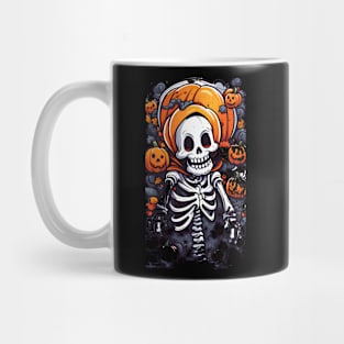 Happy Skeleton with Jack 'o Lanterns Mug